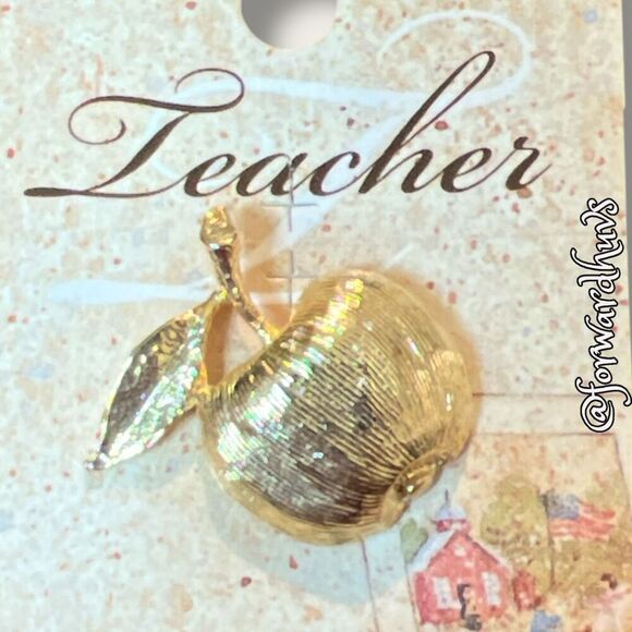 Bundle Sale 3 for $15| Dickson Teachers Gold-Tone Apple Pin - Picture 6 of 11
